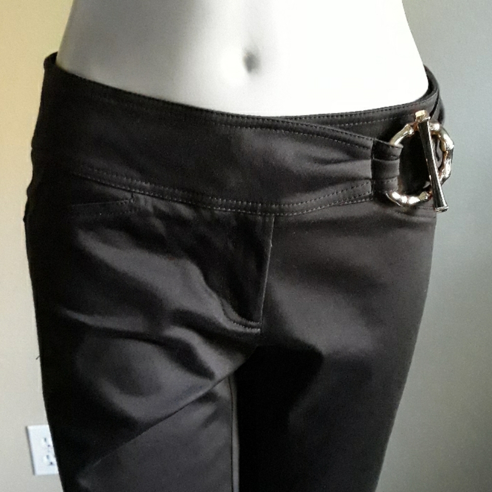 Cach Brown Cropped Pants With Buckle Size 4 - image 3